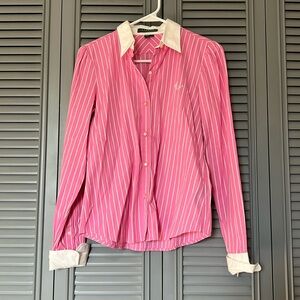 Ralph Lauren : Pink Striped Button Down Blouse - P/M